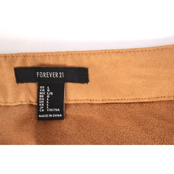 Forever 21 Women's suede A-Line Mini Skirt with Front Zipper Size Large Brown - Picture 5 of 11